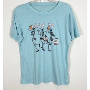 Dancing Skeletons Easter T-Shirt Women's Large Light Blue